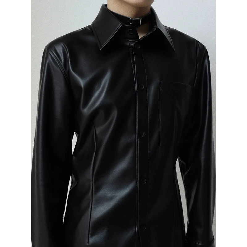 XS-6XL New 2024 Men Women Clothing Original Long Sleeve Personalized Design Sense Niche Black Leather Shirt Plus Size Costumes