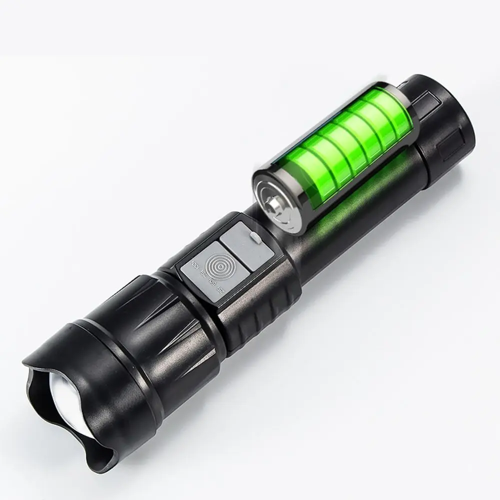 High Power Bright LED Flashlight Ajustable Torch Telescopic Zoom Light Portable Multifunctional Warning Lamp Camping