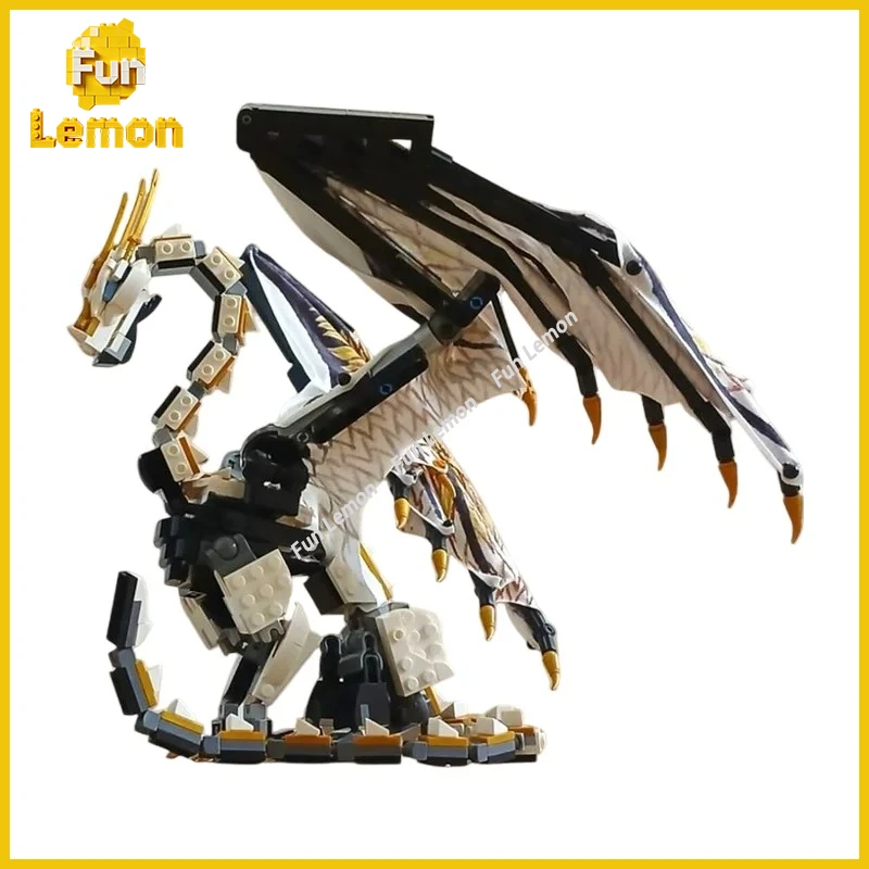 Fantasy Ridgeback Dragon Creature MOC, Magical Legendary Guardian Beast, DIY Assembly Bricks for Adult Collectors