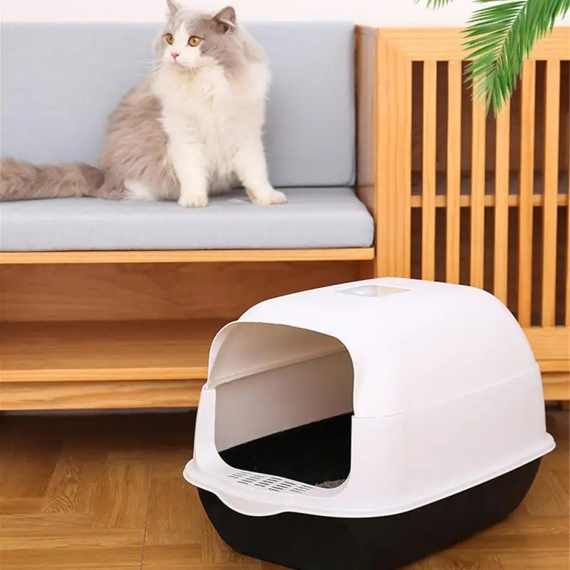 Pet Litter Box Fully Enclosed Spillproof Deodorant Cat Toilet Two-Way Shovel Large Capacity Cat Litter Box Sandbox for Cat