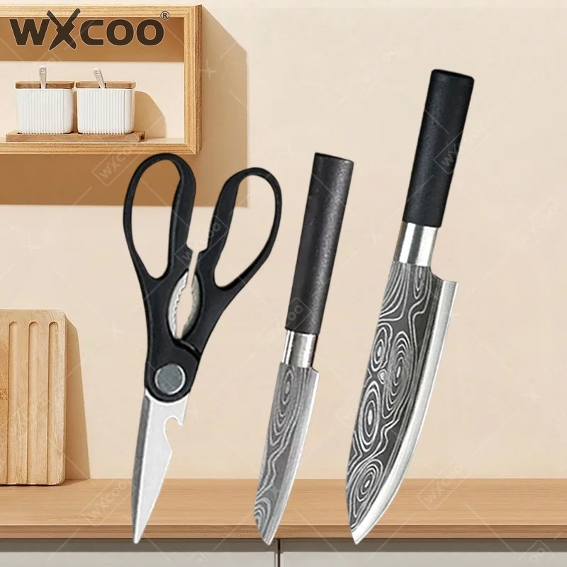 WXCOO Multifunktionales Obstmesser Langlebiges Edelstahl-Küchenmesser BBQ-Fleischmesser Kochmesser Schere Küchenzubehör