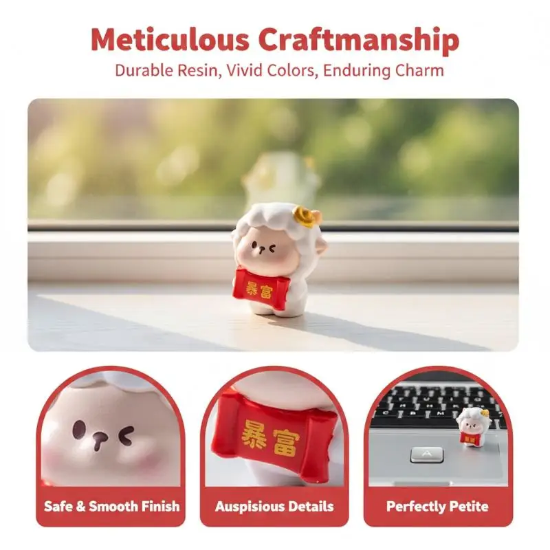 2027 Year of the Sheep Resin Figurine Vibrant Color Durable Ornament for Spring Festival Desktop Decoration Souvenir Gift