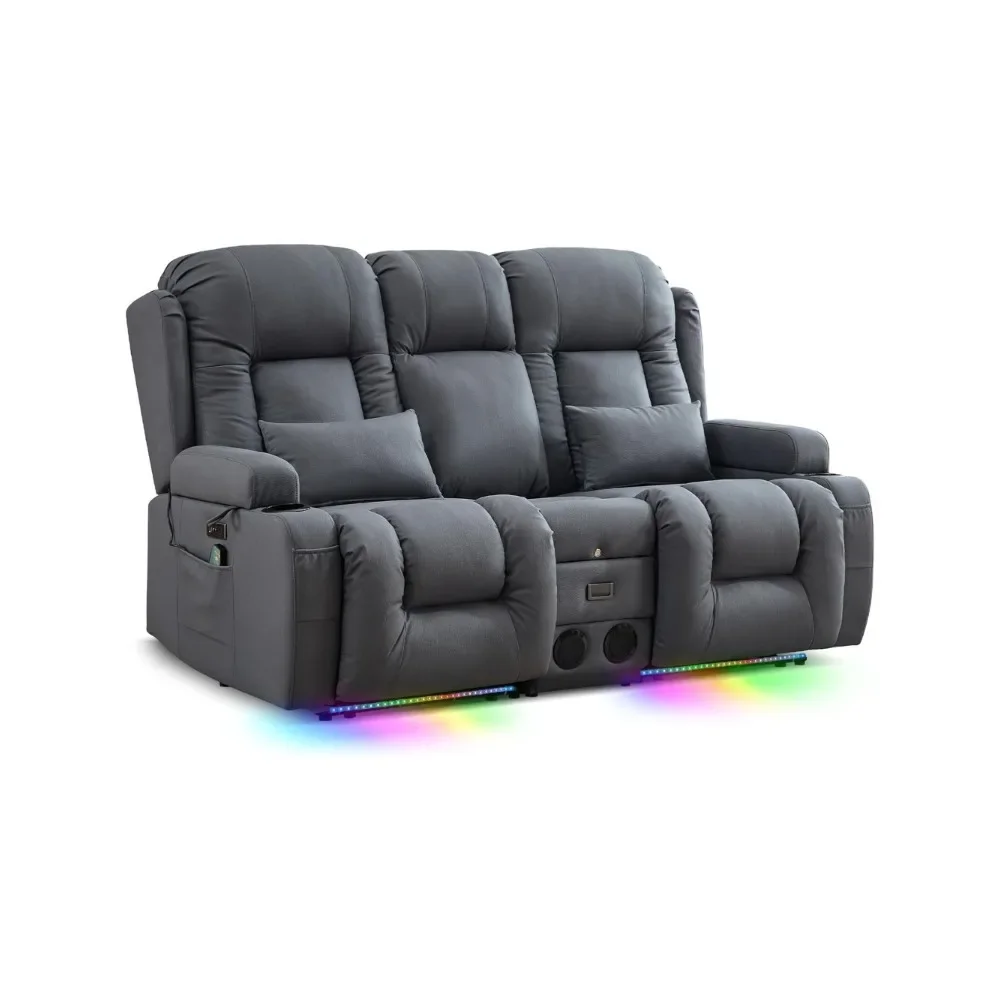 

Wall Hugger Power Loveseat Recliner – Reclining Loveseat with Console, Theater Seating RV Recliner Sofa w/ USB/Outlet/Speaker