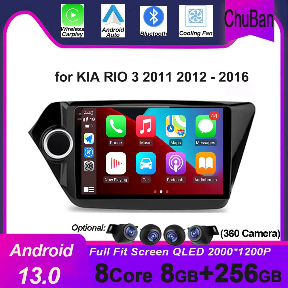 

Android 13 9 inch for KIA RIO 3 2011 2012 - 2016 Car Multimedia Video Autoradio Player GPS Navigation WiFi BT Wireless Carplay