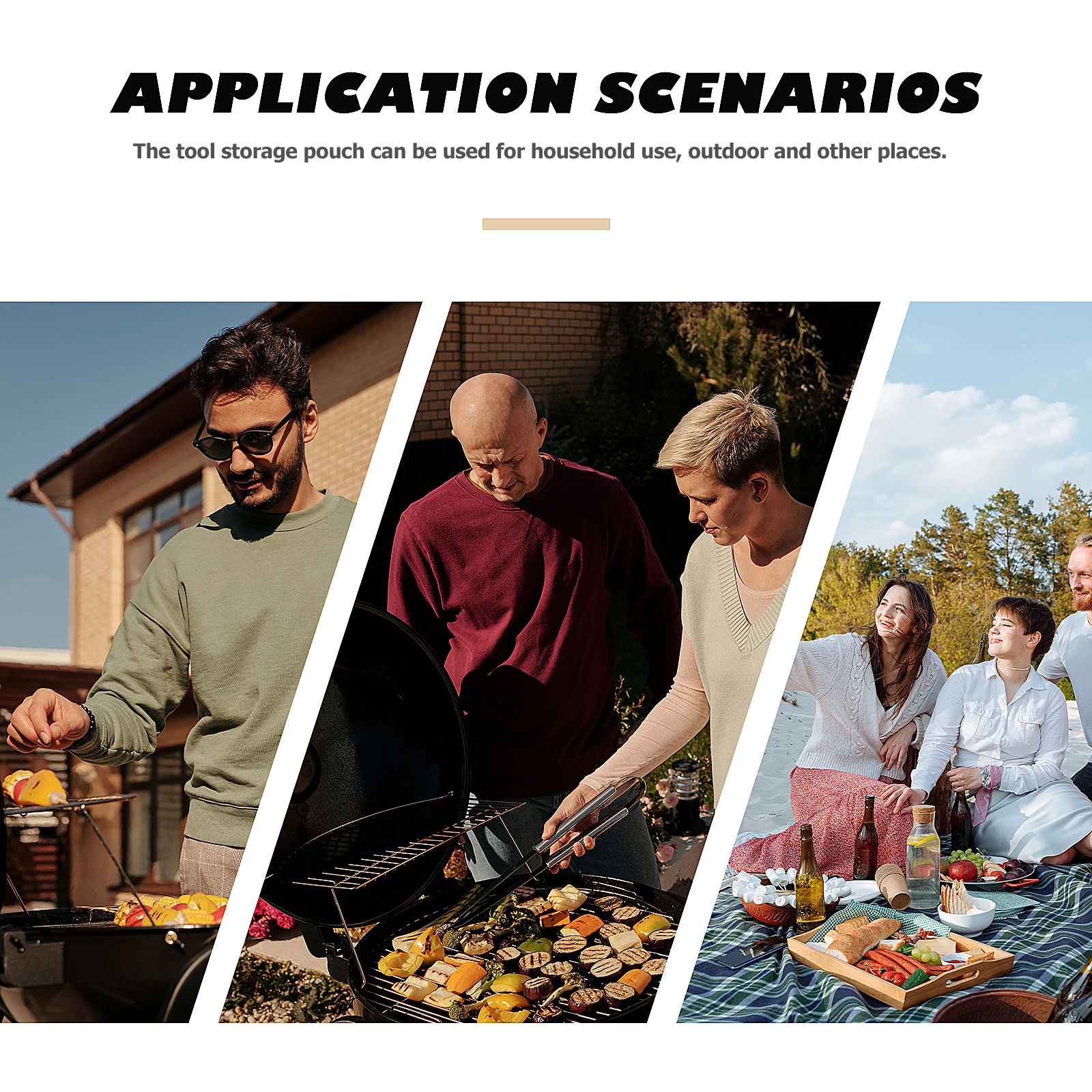 1 قطعة كيس التخزين أداة أكسفورد القماش سعة كبيرة متعددة جيب حقيبة محمولة للمنزل في الهواء الطلق أدوات شواء منظمة المطبخ #1