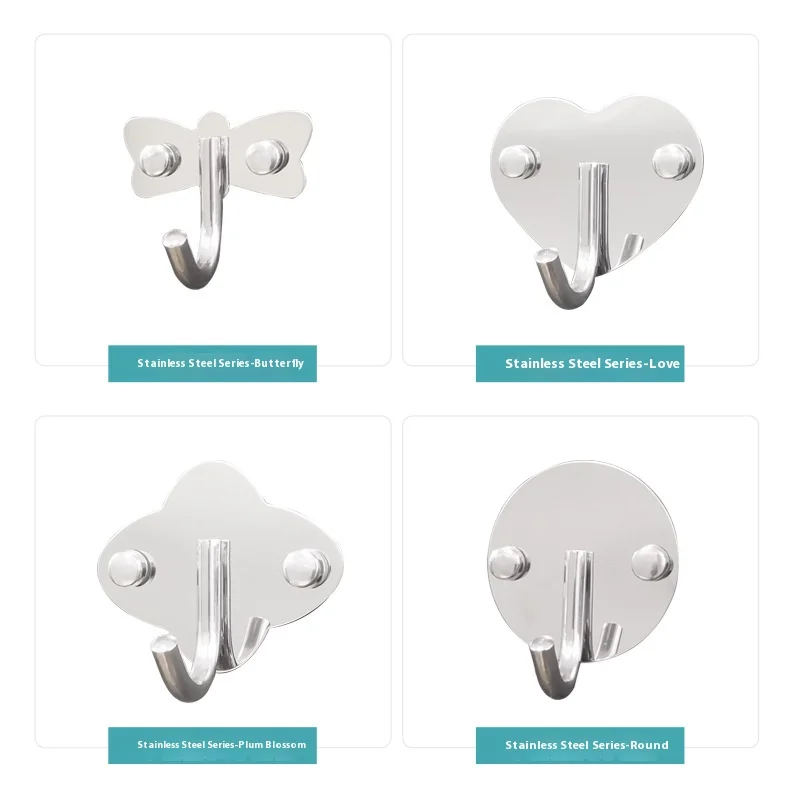

2-Pack Heavy Duty Adhesive Hooks - No Drill Hangers for Towels, Keys & Utensils, Holds 5kg, Strong Sticky Mount for Wall/Doo