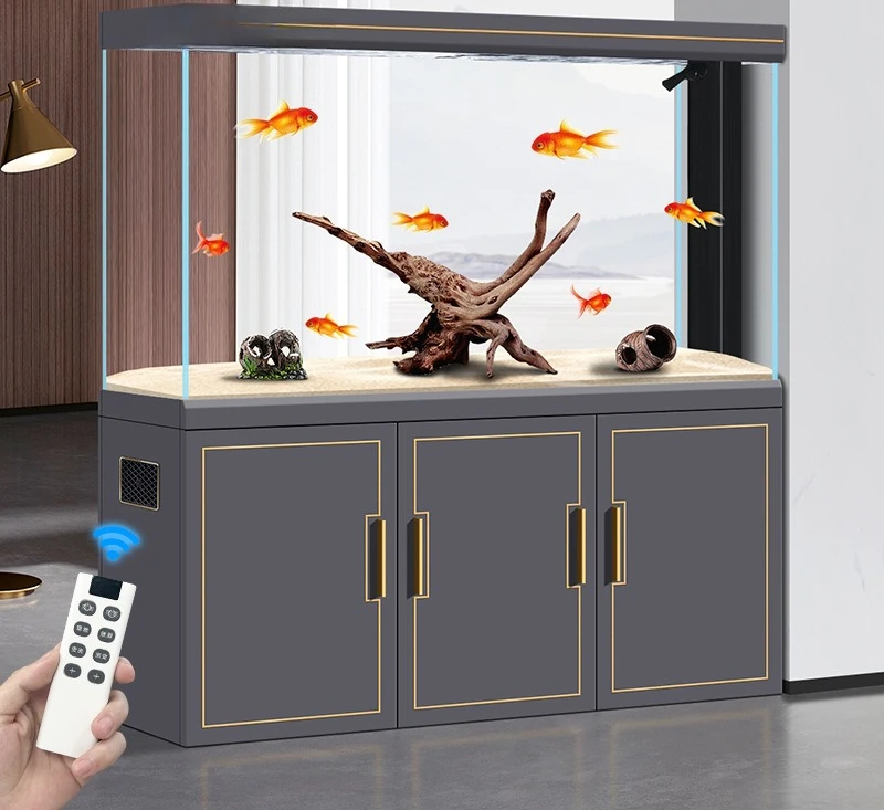 

Large aquarium partition light luxury ultra-white household screen entrance