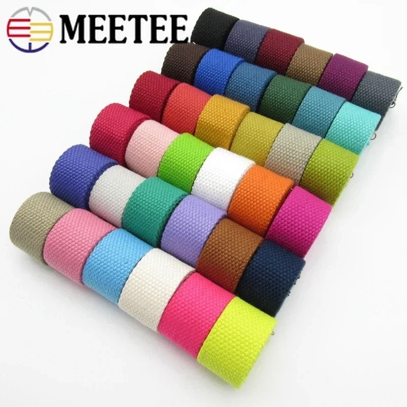 42Meters Meetee 20-38mm Canvas Webbing Tapes 2mm Thicken Webbings for Bag Backpack Strap Ribbon Garment Belt Sewing Accessory