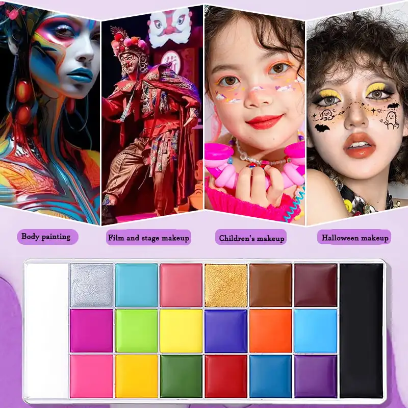 20 Color Professional Face & Body Paint Palette Long Lasting Face Painting Cosmetic For Halloween Special Effects&Cosplay Makeup