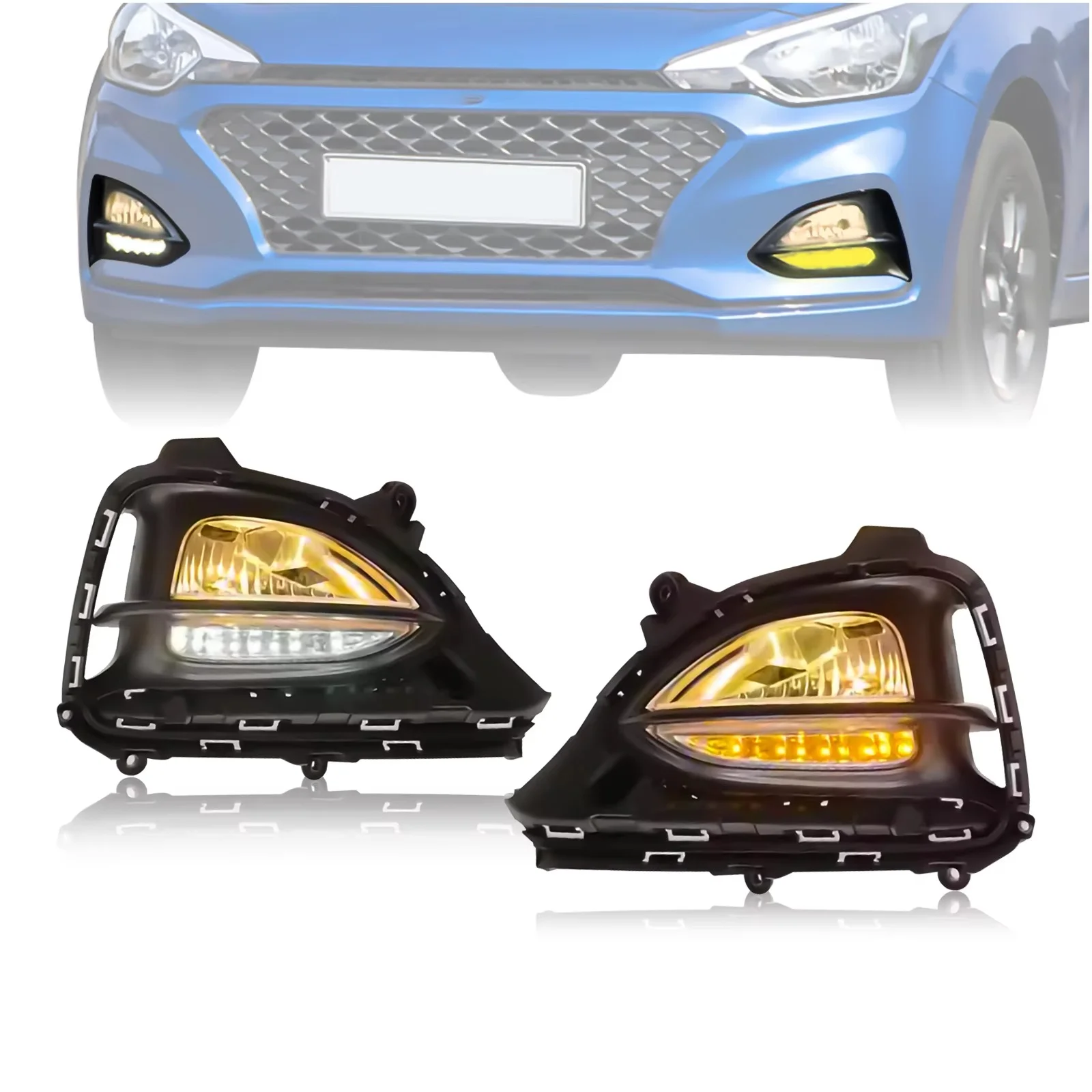 For Hyundai I 20 Led Front Fog Lamp Daytime Running Light Dymanic Turn Signal Fog Light Modification Accessories