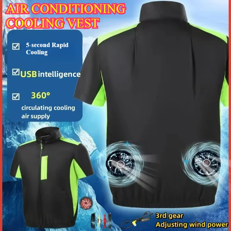 

​Men Cooling Fan Vest Wearable Air Conditioning Outdoor Hiking Fishing Jacket Summer Lightweight Breathable High Temperature​
