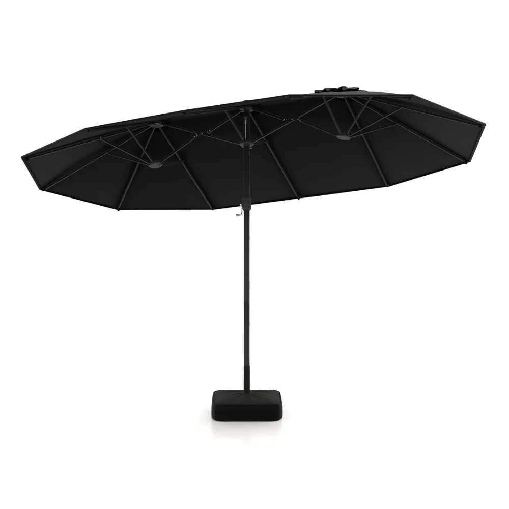 

15FT Double-Sided Patio Umbrella with Base, Extra-Large Market Umbrella W/Crank System, Outdoor Twin Umbrella W/, Customized