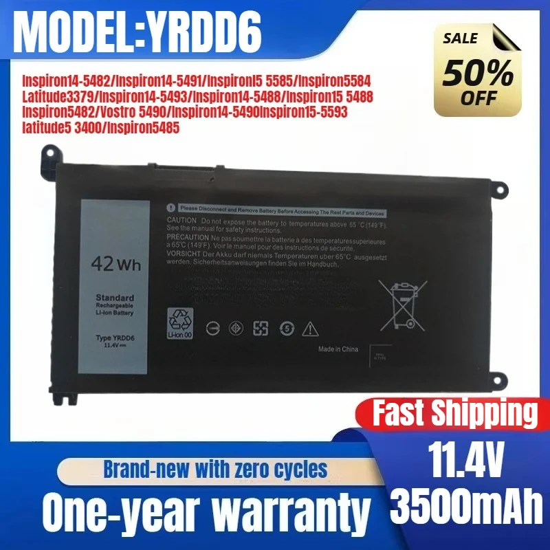 

Applicable To Dell YRDD6 Inspiron 5498 3400 5493 5590 5593 5584 P90F Laptop Battery Replacement Battery Original Low Price