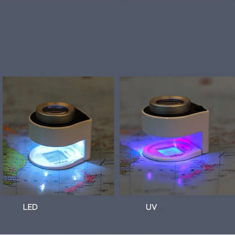 Desk Stand Optical Glass Linen Tester Lighted Magnifier Jewel Identify Scale Magnifying Glass with LED Lights Scaled Loupe 15x