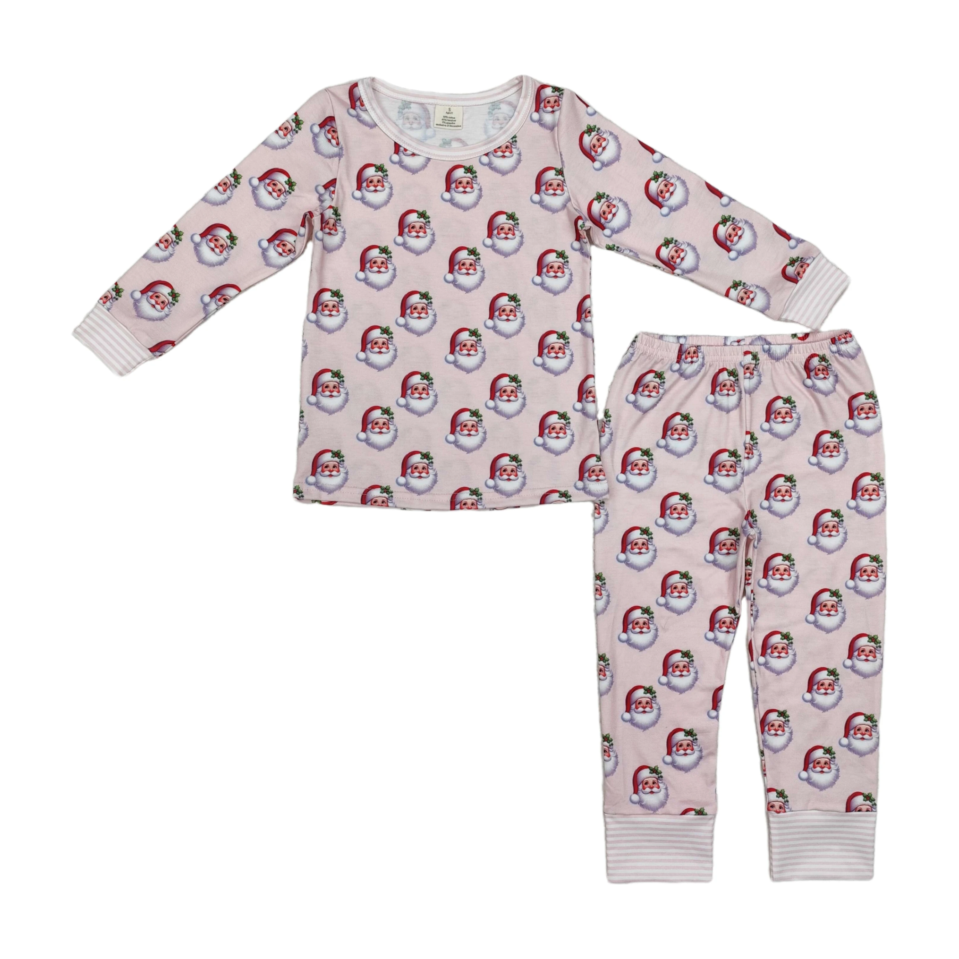 الأطفال طفلة عيد الميلاد منامة الوردي سانتا طويلة الأكمام قميص ملابس خاصة مجموعة الاطفال السراويل طفل قطعتين الزي بالجملة