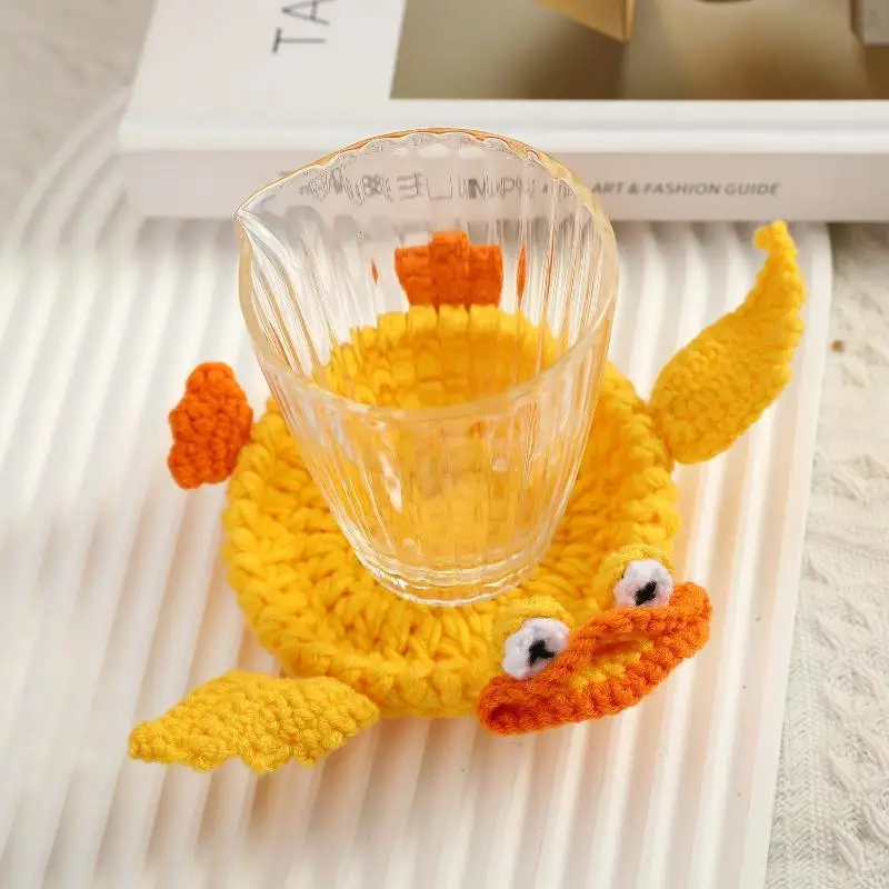 Crochet Animal Coaster Funny Water Absorbent Handwoven Drink Pad for Housewarming Gift Coffee Table Decor