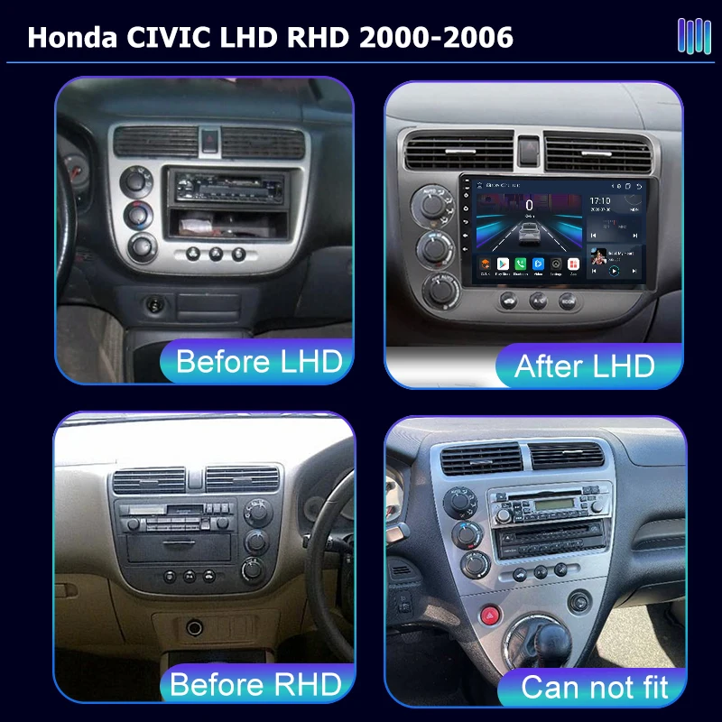 AI VOICE  roadivox Android car radio for Honda CIVIC LHD RHD 2000 2006 stereo GPS Navigation video Multimedia Player tape