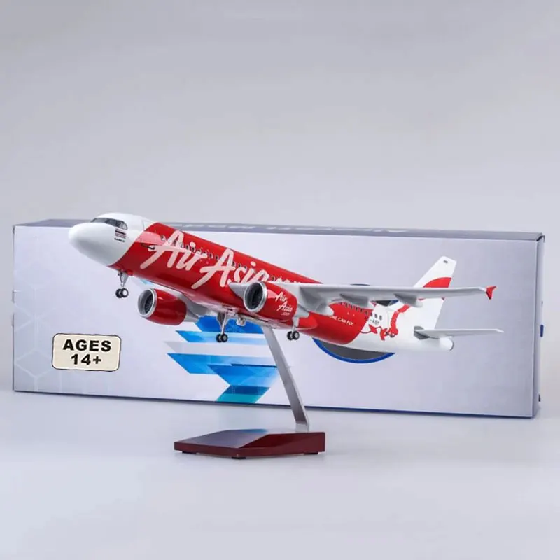 1/80 Scale Airplane Model A320 Neo Air Asia Airline Collectible Aircraft Gift By Aviation with LED Light & Wheel Landing Gear
