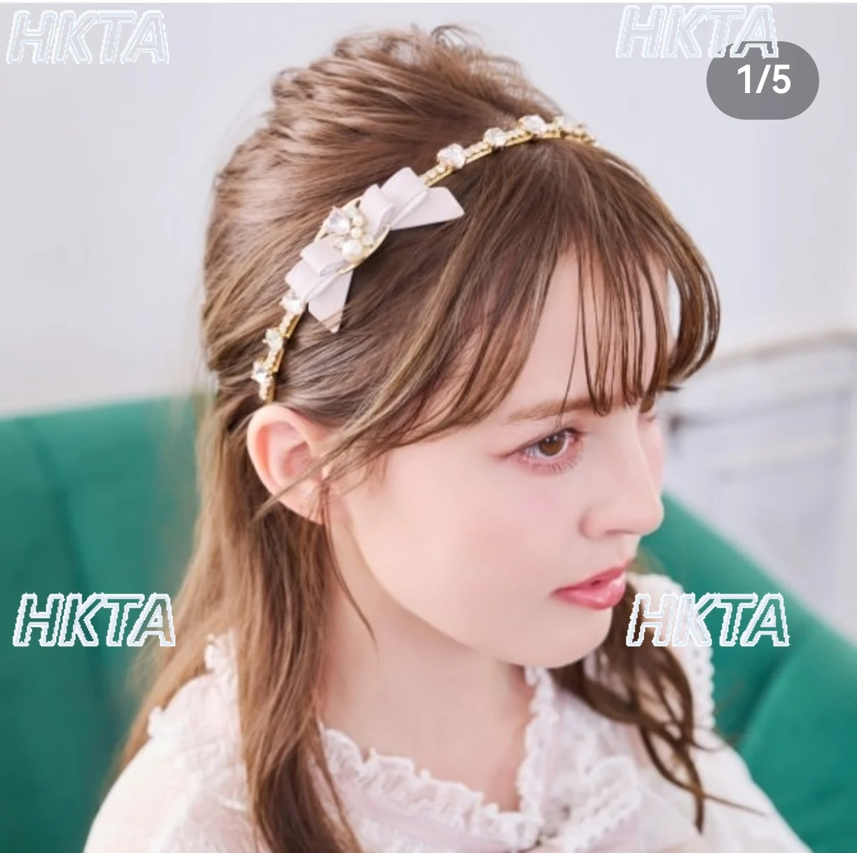 

Японская великолепная массовая повязка на голову с жемчугом и яркими стразами и бантом, заколки для волос, женские милые белые головные уборы в стиле Лолиты, аксессуары