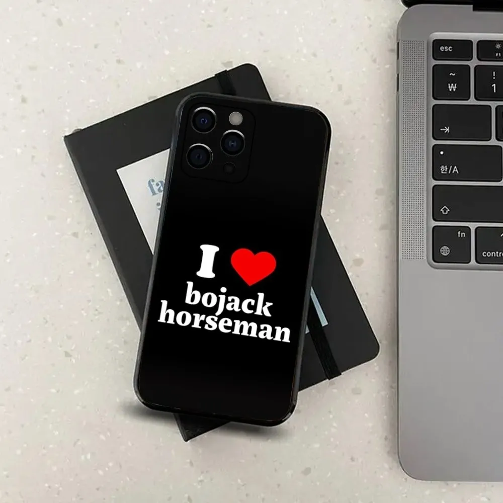 Cartoon B-BoJack H-Reiter Handyhülle für Apple iPhone 15,14,13,12,11,Pro,X,XS,Max,XR,Plus,Mini Soft Black Cover