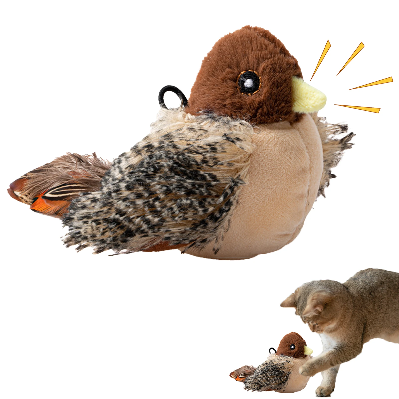 Interactive Cat Toys Simulated Chirping Flapping Bird(no Flying) Melody Chaser Toy for Indoor Cat to Play Exercise Plush Toys