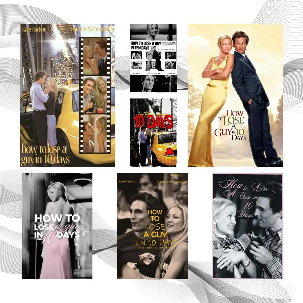 Movie H-How to Lose Guy 10 Days Poster Peel And Stick Wall Art Self Adhesive PP Waterproof Wall Decor Living Room Bedroom Gift