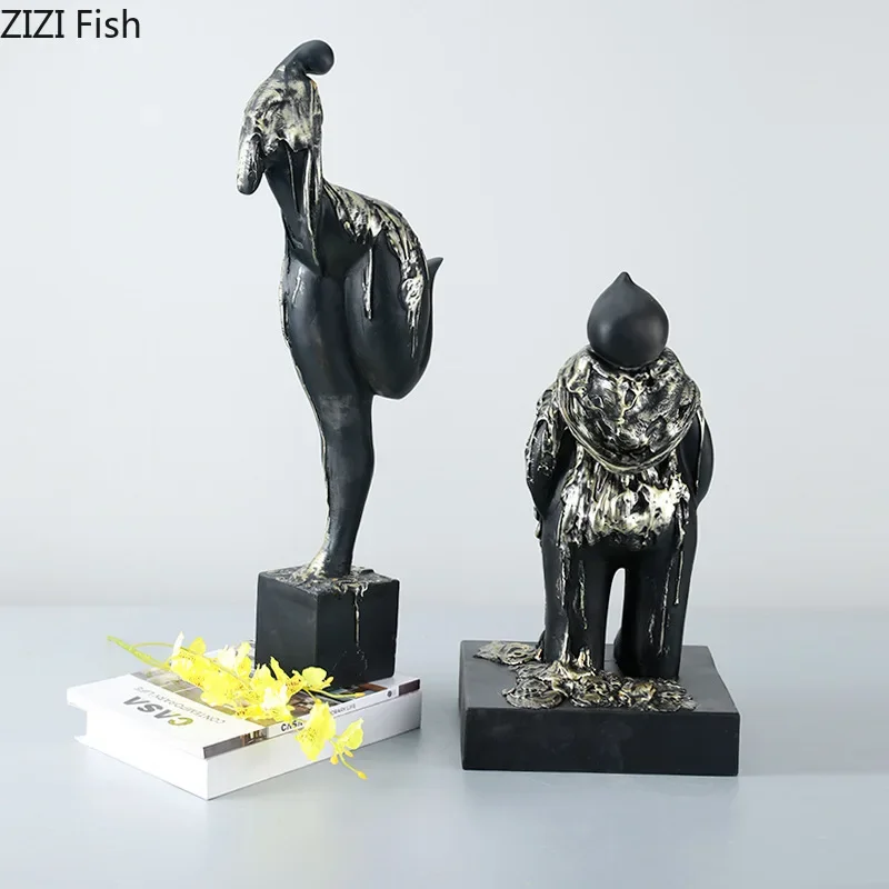 

Abstract Character Resin Statue Modern Crafts Desk Decoration Ornaments Black Fluid Figures Sculpture Room Aesthetics Decor