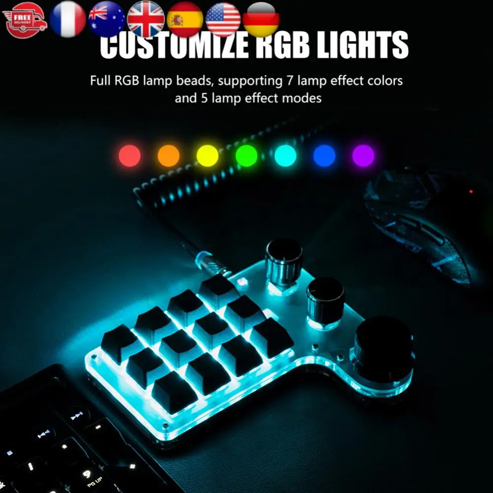 لوحة مفاتيح مخصصة قابلة للبرمجة RGB لوحة مفاتيح عالية الدقة 7 ألوان لوحة مفاتيح صغيرة خفيفة بلوتوث متوافقة مع أجهزة الكمبيوتر المحمول ماك بوك