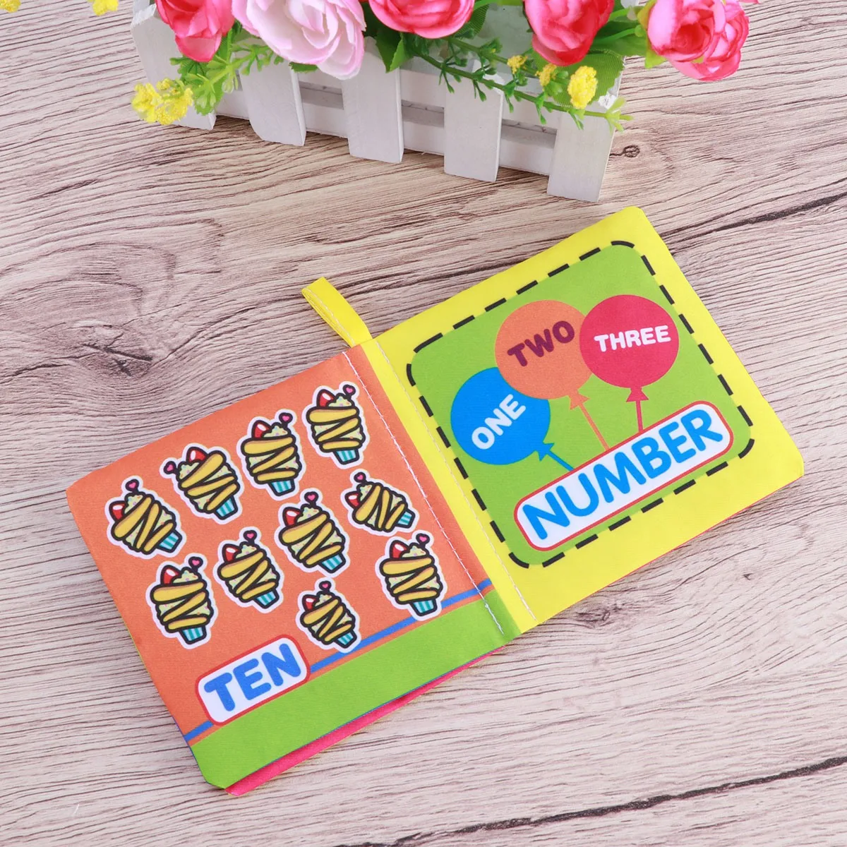 Livro de pano para bebês, tema de números, aprendizagem precoce, presente educacional para bebês, leitura de desenvolvimento, linguagem de habilidades sensoriais