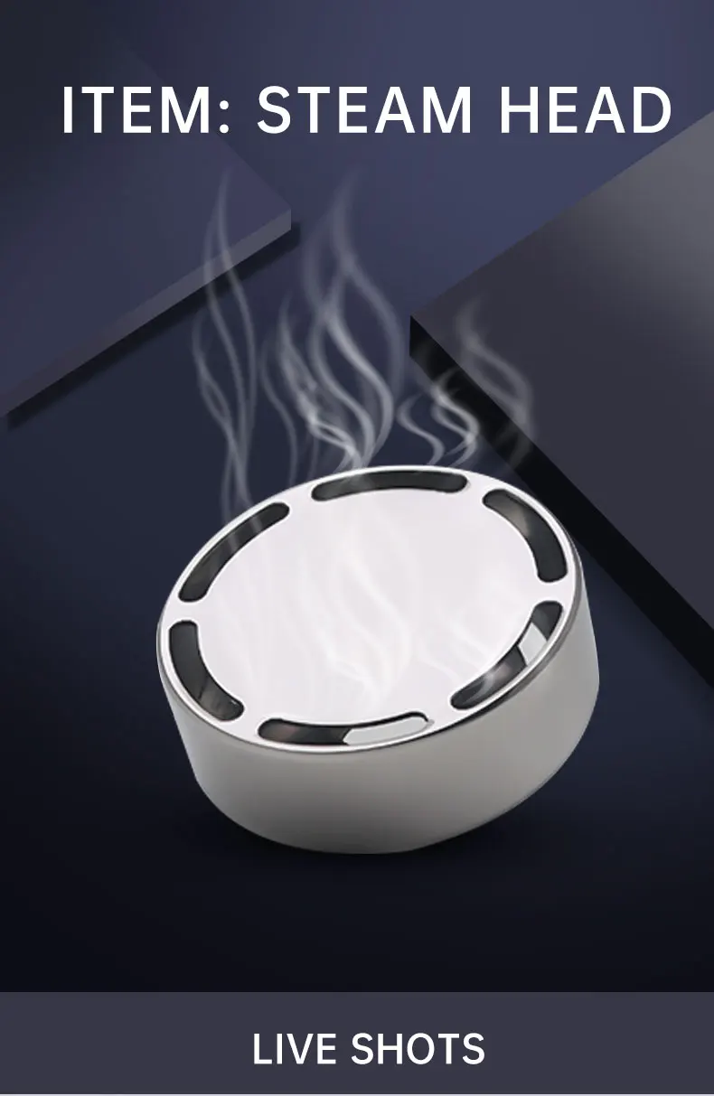 Runder Dampfgeneratorkopf, Dampfdüsenkopf mit Aromaöl-Tasche, G1/2 Zoll, G3/4 Zoll, Edelstahl, poliert, Durchmesser 7 cm – Detail 2