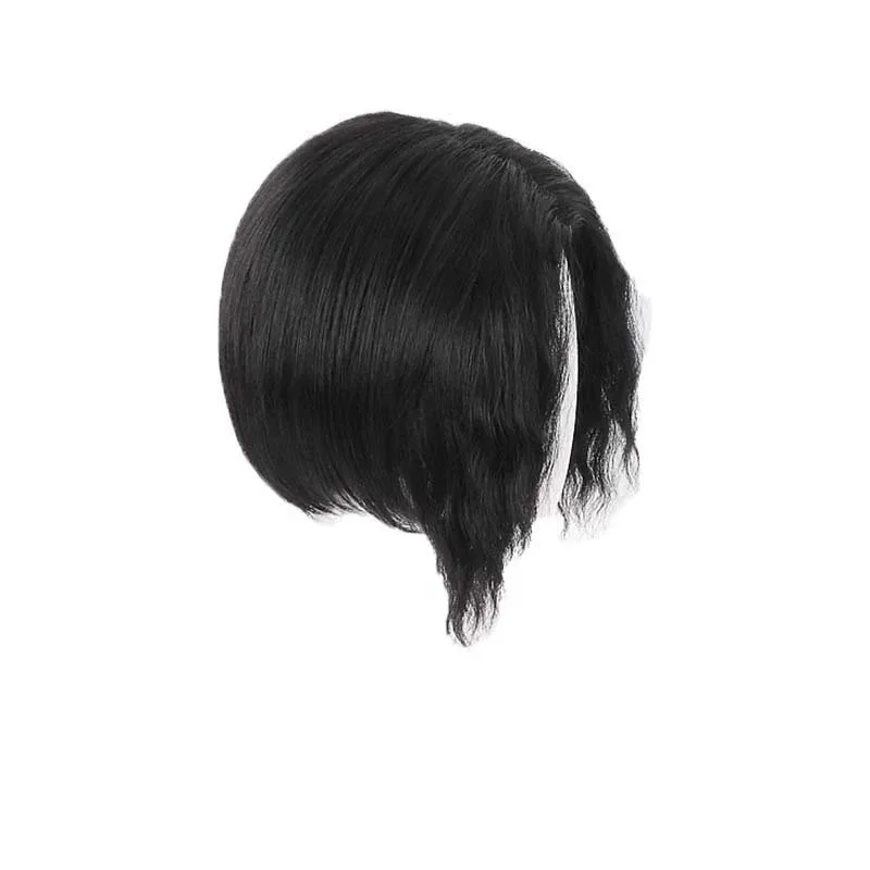 CyAnime Kibutsuji Muzan 블랙 짧은 곱슬 가발 코스프레 의상 내열성 합성 머리 남성 여성 가발
