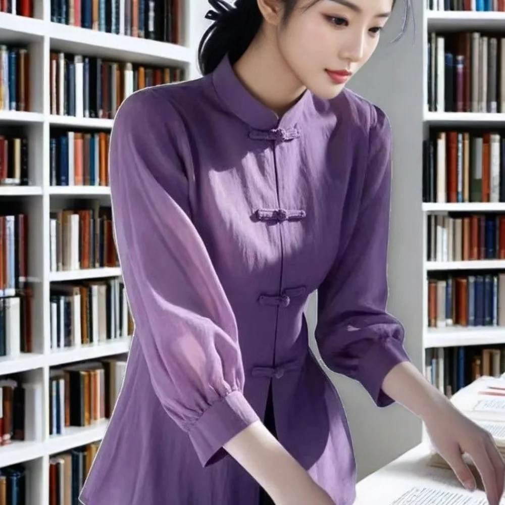 New Chinese Style Shirt for Spring, Summer and Autumn, Luxury Light Luxury Design, French Retro Chinese Frog Button Top