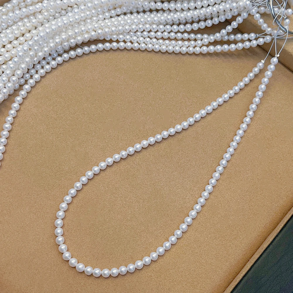 White and Clean 4-5mm Round Na - огляд і ціна Silver Bead Clasps For Pearl Necklace