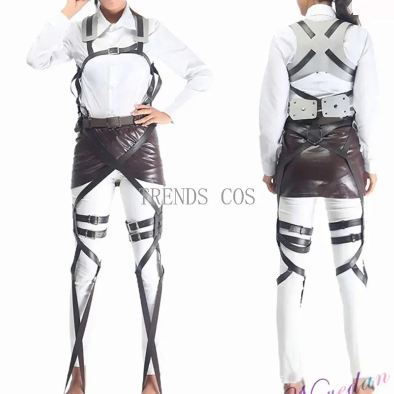 Coslan Male/Female Mikasa Cosplay Costume Eren Jaeger Outfits Levi Ackerman Hange Cosplay Costume Full Set Shirt Pant Cape Scarf