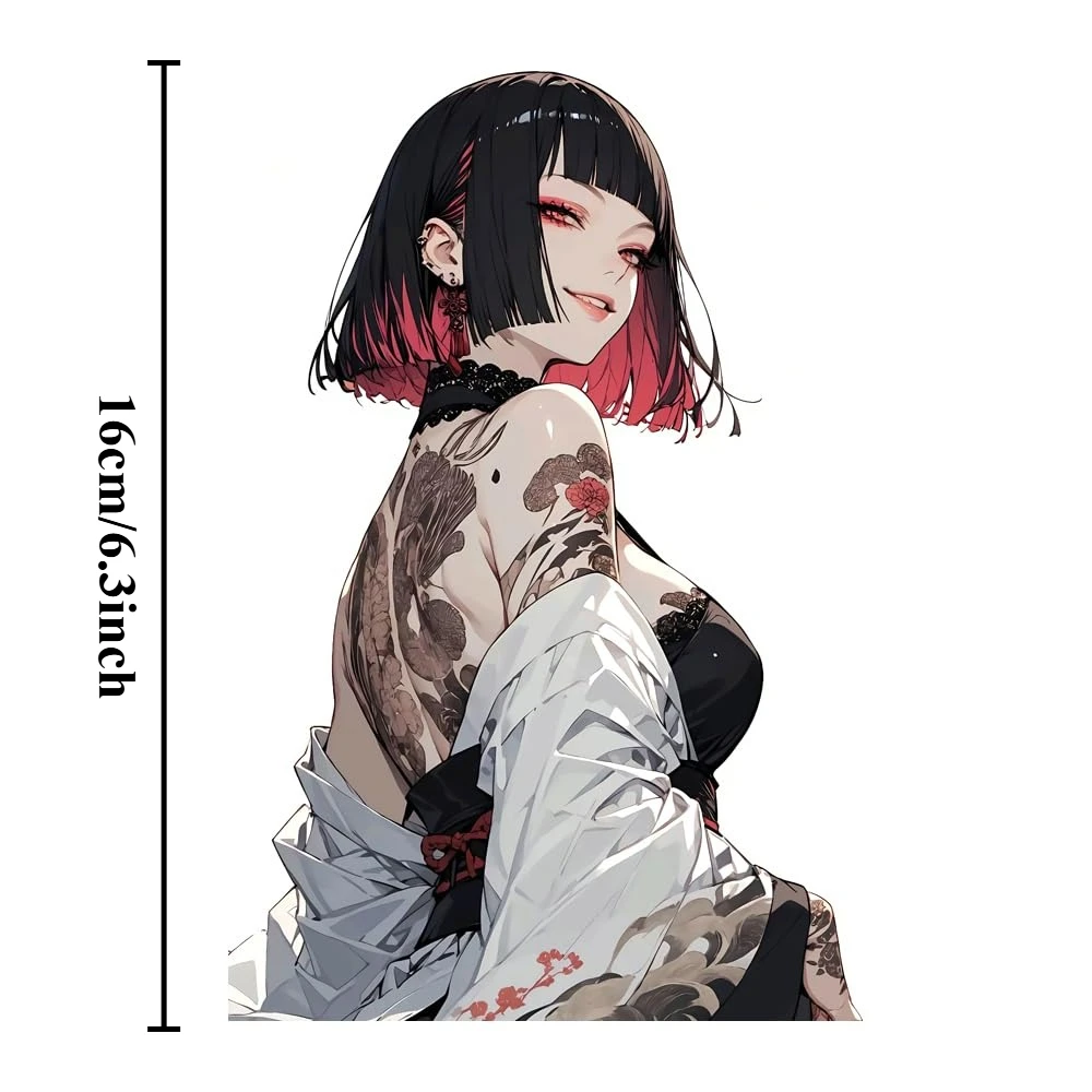 1Pc 2D Flat Tattoo Cat Ear Anime Girl Vinyl Sticker, Waterproof Decal for Car Motorcycle Camper Bumper Decor, Holiday Gift