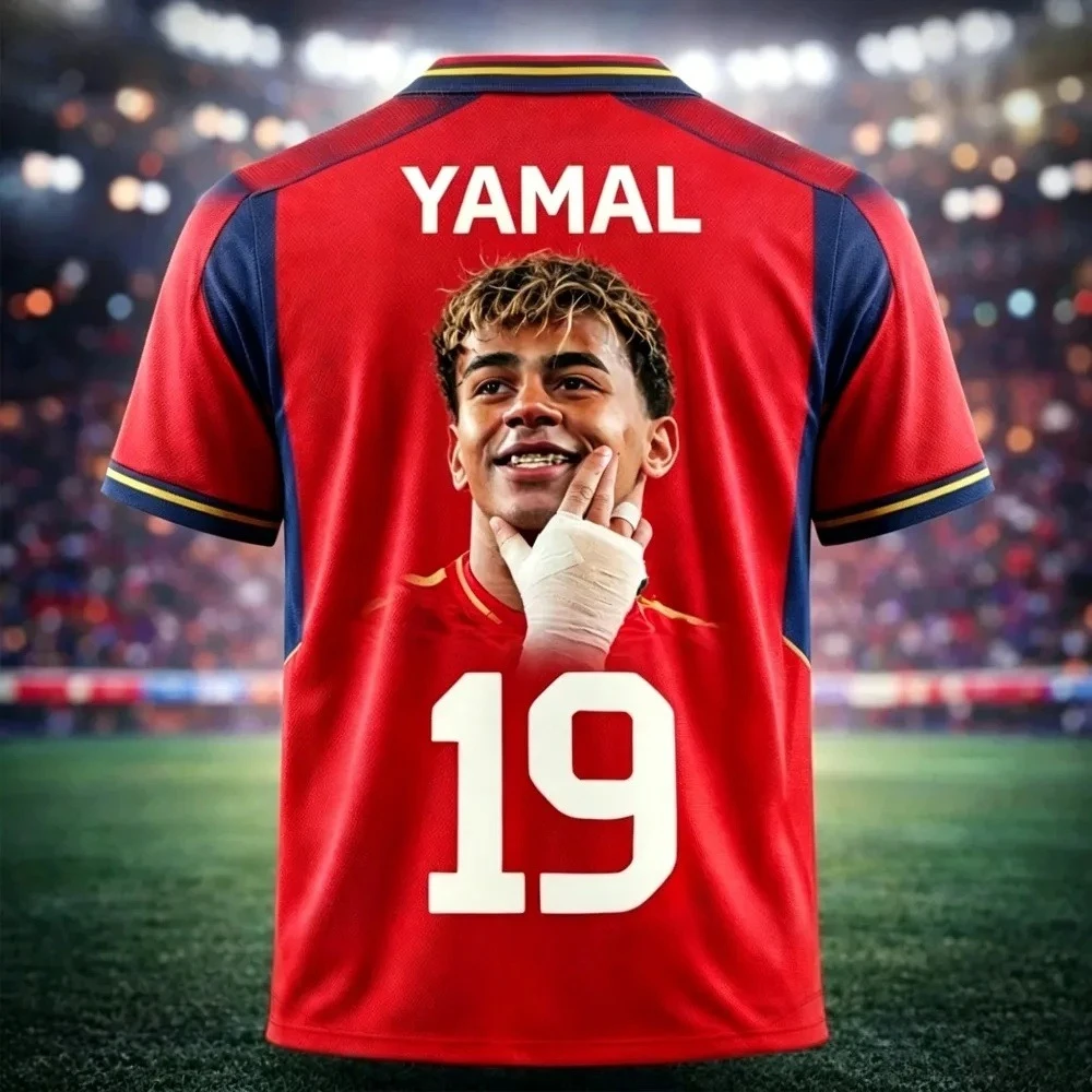 2026 Summer Yamal Style 3D Printed Children's Family Clothing Football Jersey T-shirt Quick-drying Breathable Suitable for Daily