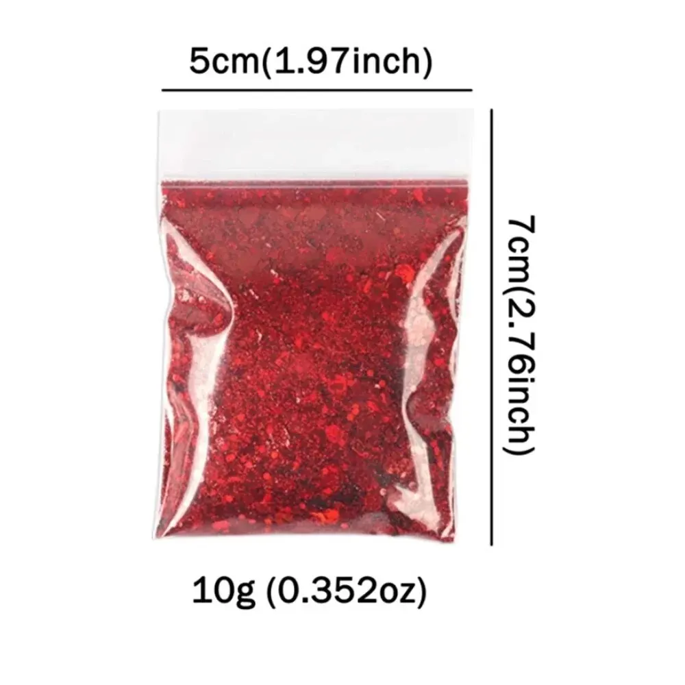 1 sacchetto 10G argento olografico grosso Glitter polvere mista forma esagonale paillettes per smalto Gel resina epossidica accessori fai da te