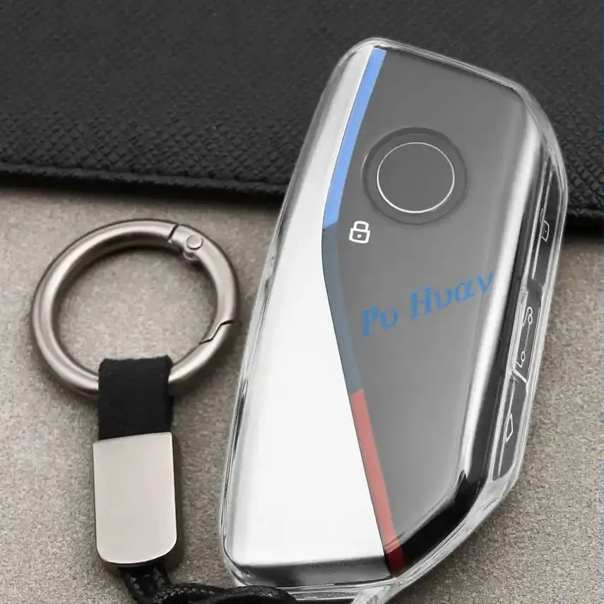 For 2022-2025 BMW X1 iX1 iX XM X5 X6 X7 i7 740i U11 I20 Black Key Fob Cover Transparent Protective Shell for Remote Control Case