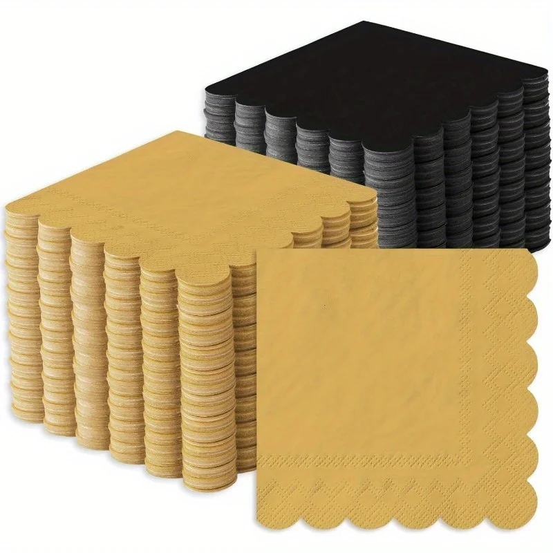 120 Pieces Black/Gold Printed Napkins, Perfectly Suitable for Restaurant Napkins, Wedding Party Napkins Supplies Decoration Pape