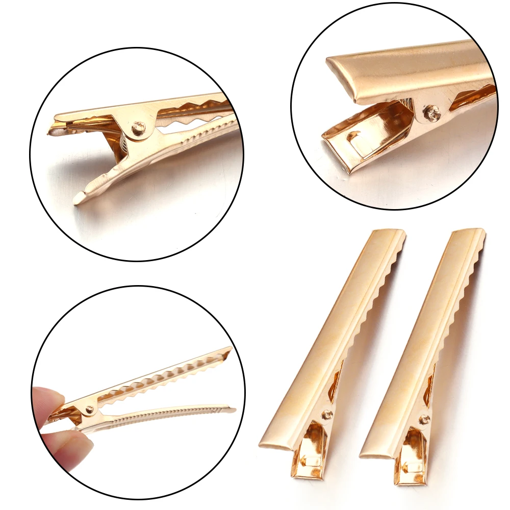 30-50pcs Hair Alligator Clips Metal Single Prong Duck Bill Hair Clips Flat Top With Teeth Curl Clips For DIY Hairpin Accessories