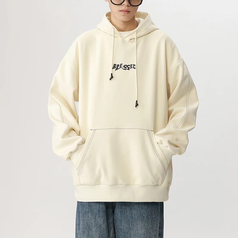 Fashion Pockets Printed Letter Hooded Sweatshirts Men's Clothing 2024 Spring Autumn New Loose Korean Tops All-match Sweatshirts