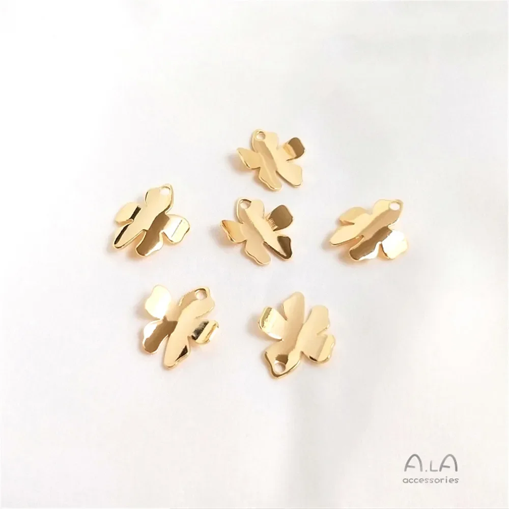 14K Gold Plated Leaf pendant hollow out flower apricot leaf earring pendant diy hand jewelry accessories