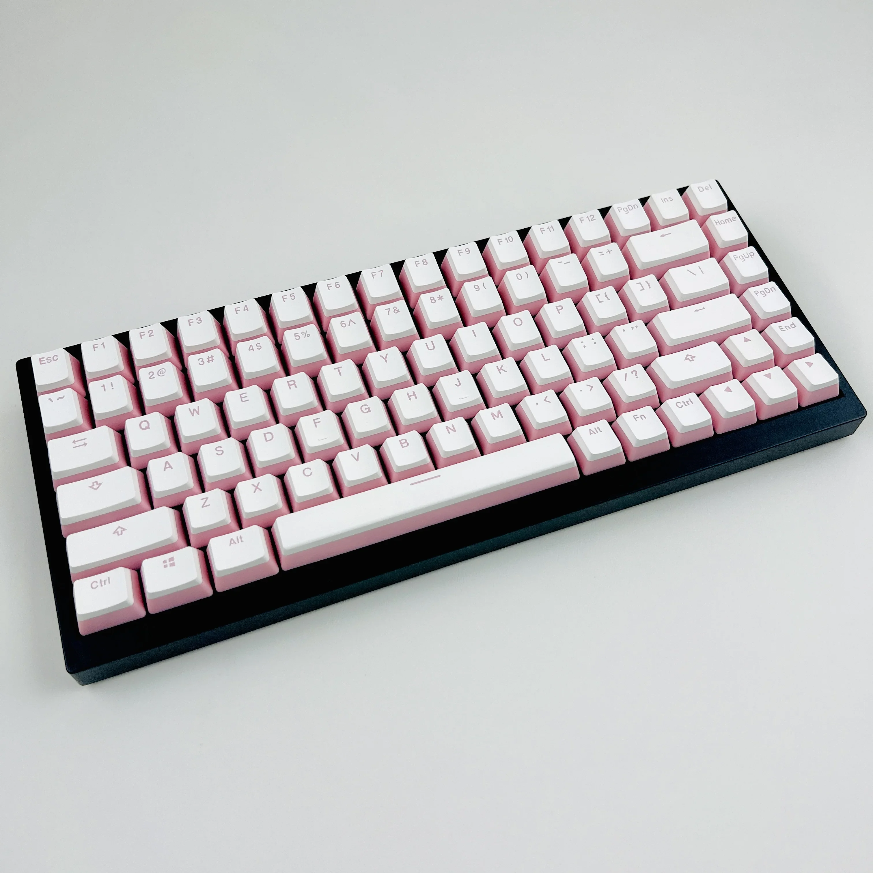 PBT double leather milk pudding keycap OEM145 key full set with additional opaque cherry blossom pink white new Yingying