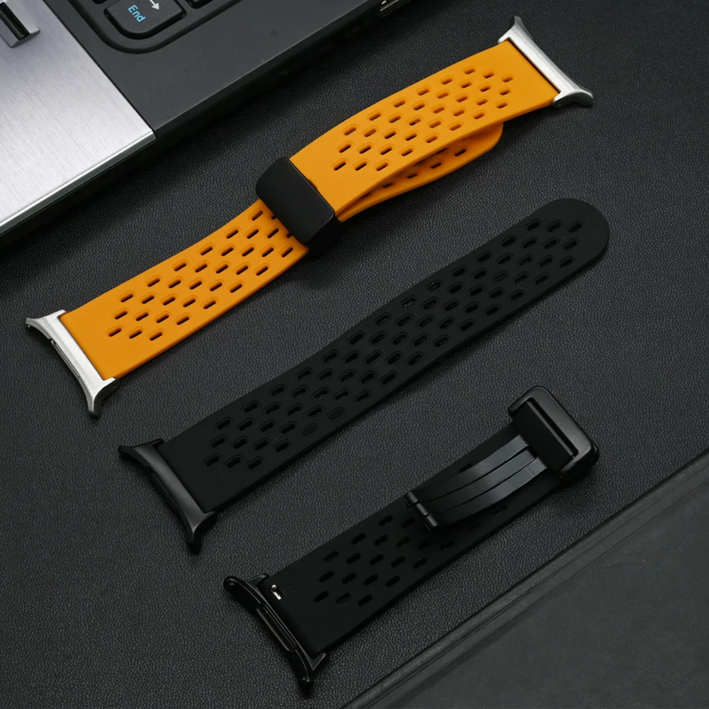 سوار رياضي من السيليكون لساعة سامسونج جالاكسي ، حزام مغناطيسي ، بدون ثغرات سوار ذو نهاية منحنية ، 47