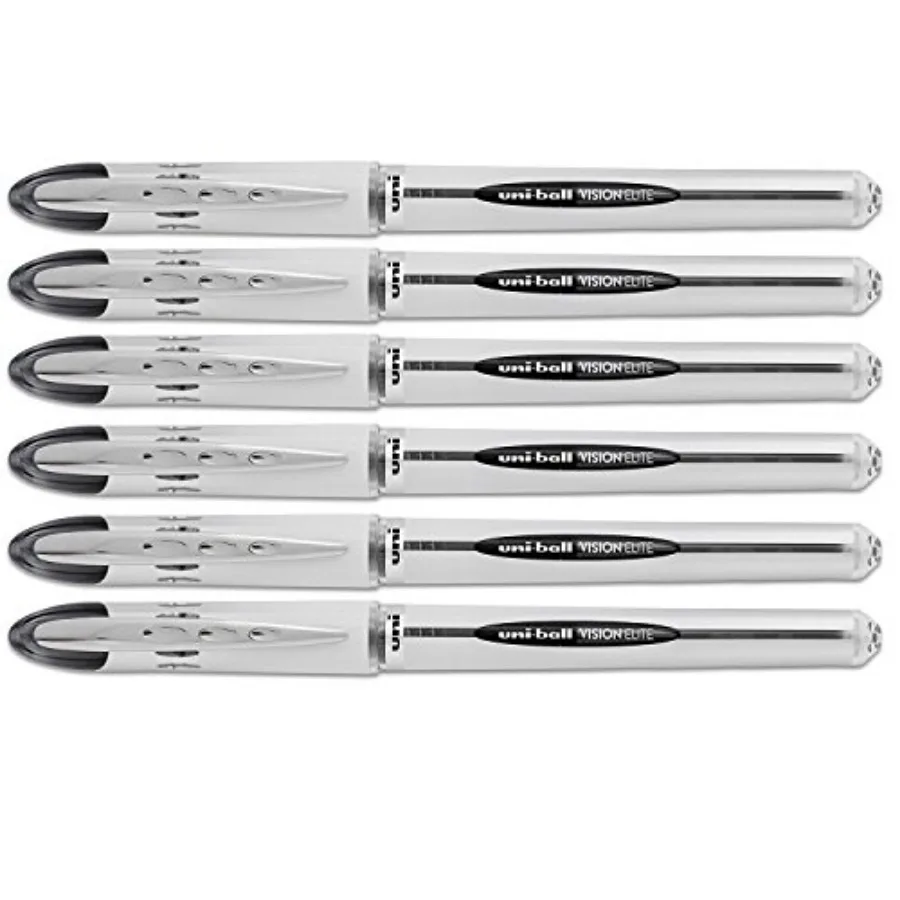 

uniball Vision Elite Stick Bold Point Roller Ball, 6 Black Ink Pens 61102