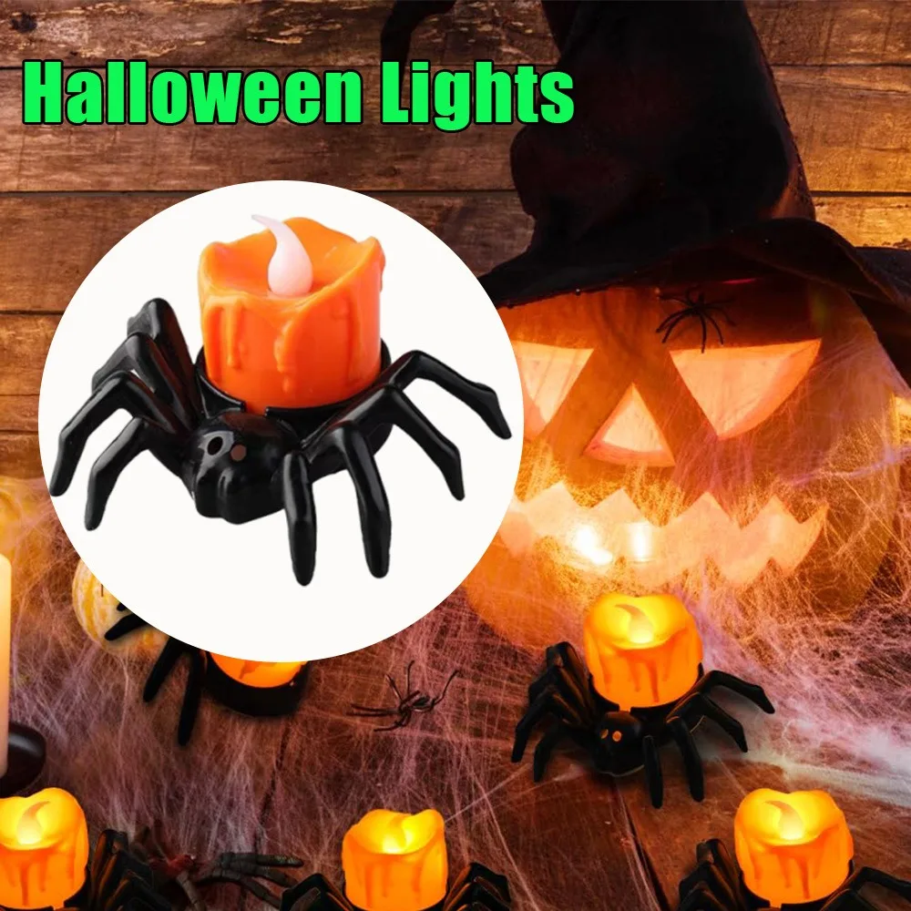 Gruselige Spinne, Halloween-Dekoration, gruseliges LED-Kerzenlicht, sicher, flammenlos, flackernd, Party-Dekoration, festliche Atmosphäre, Urlaubsgeschenk