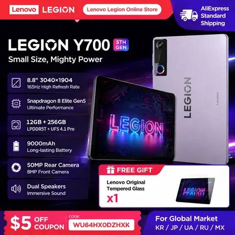 2026 New Lenovo Legion Y700 5TH Gaming Tablet PC 8.8'' TB323FU Qualcomm Snapdragon 8 Elite Gen 5 165Hz Display 9000mAh Battery