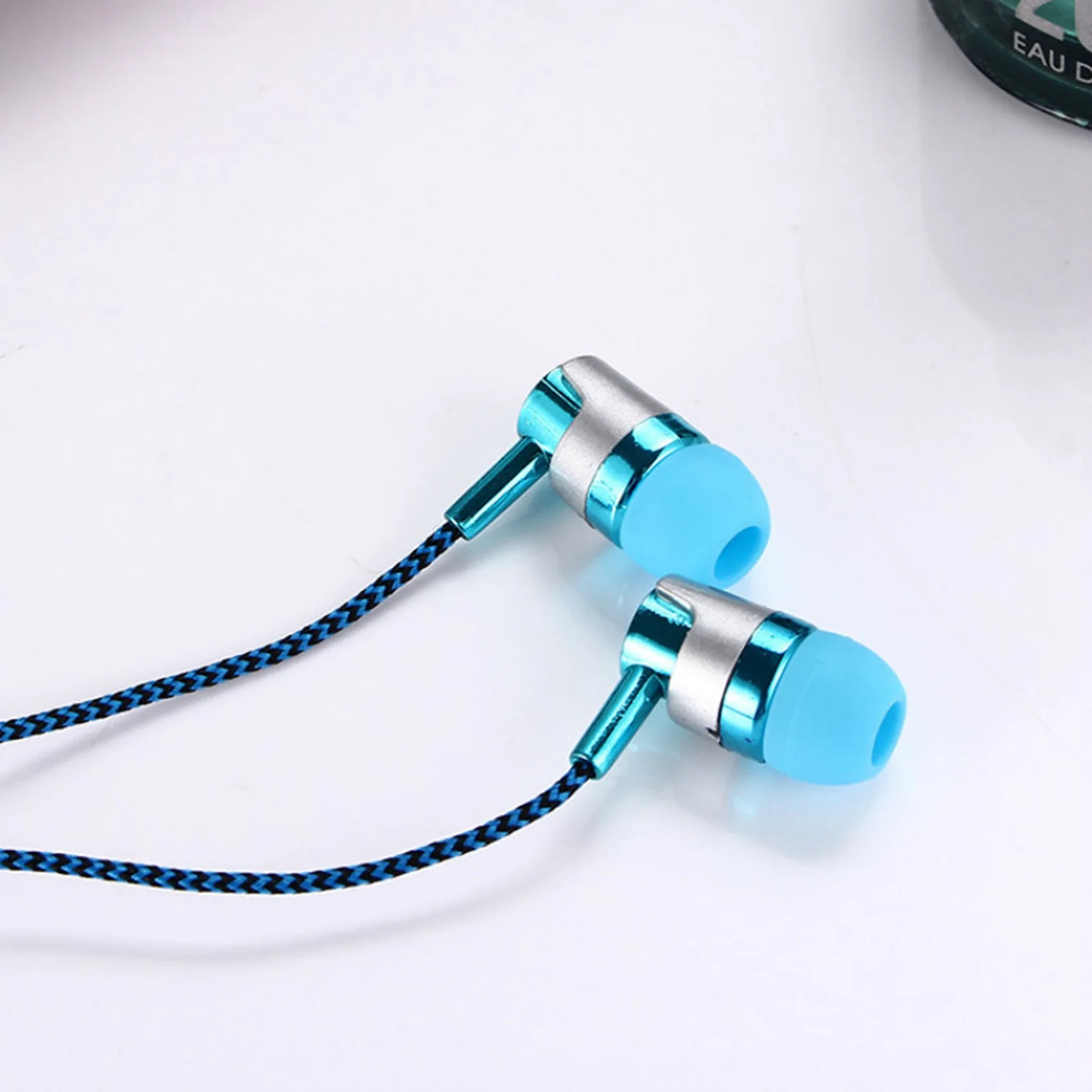 ABGI-2X H-169 3,5-mm-MP3-MP4-Subwoofer-Kabel, geflochtenes Kabel, universelle Musik-Kopfhörer mit Mikrofonsteuerung (blau) – Detail 6
