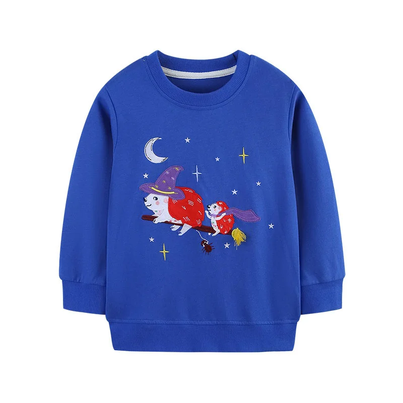 

Jumping Meters 2-7T Halloween Girls Sweatshirts Long Sleeve Blue Autumn Winter Children's Clothes Fashion Baby Tops