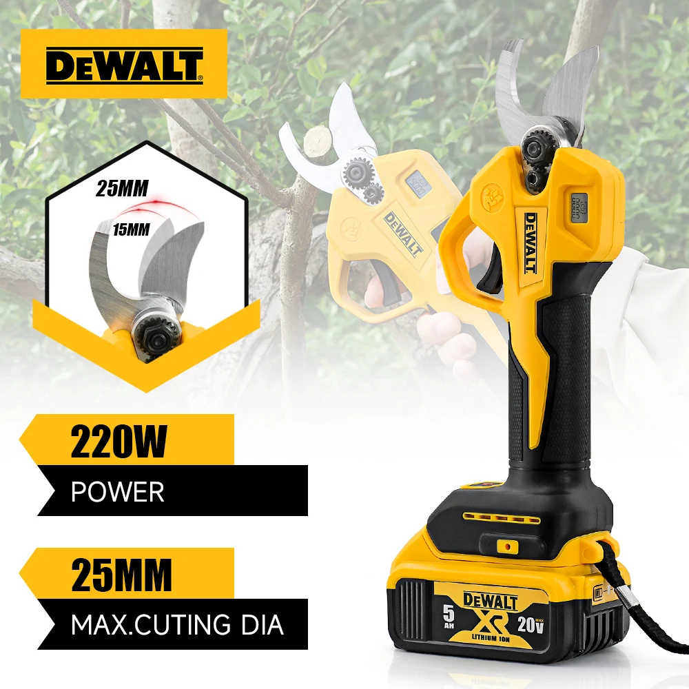 DeWalt Cordless Electric Scissors LED Screen Displays Power Tree Pot Trimmer Fruit Growers Pick Fruit Electric Scissors